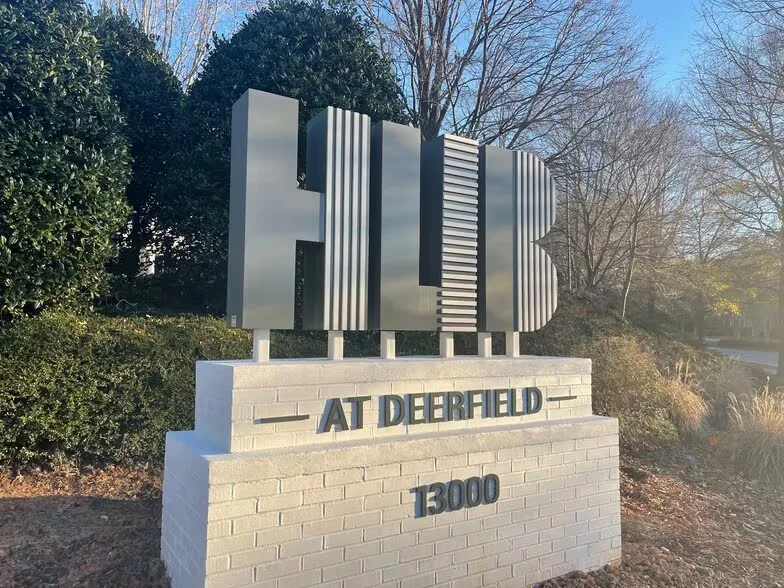 The HUB at Deerfield entrance sign near BE Centers